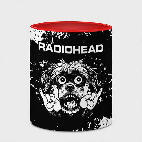 Кружка цветная Radiohead рок пес / 3D-Белый + красный – фото 2