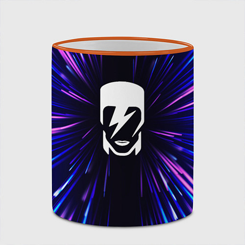 Кружка цветная David Bowie neon energy / 3D-Оранжевый кант – фото 2