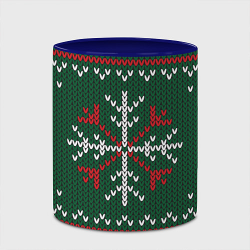 Кружка цветная Knitted Snowflake Pattern / 3D-Белый + синий – фото 2