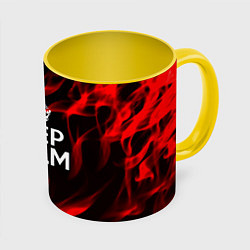 Кружка 3D Keep calm flame red, цвет: 3D-белый + желтый