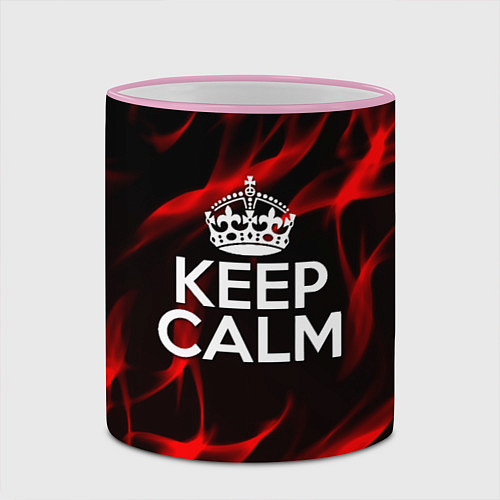 Кружка цветная Keep calm flame red / 3D-Розовый кант – фото 2