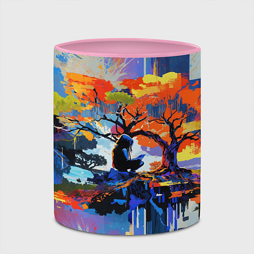 Кружка цветная Абстракция под деревом / 3D-Белый + розовый – фото 2