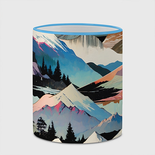 Кружка цветная Снежные горы / 3D-Небесно-голубой кант – фото 2