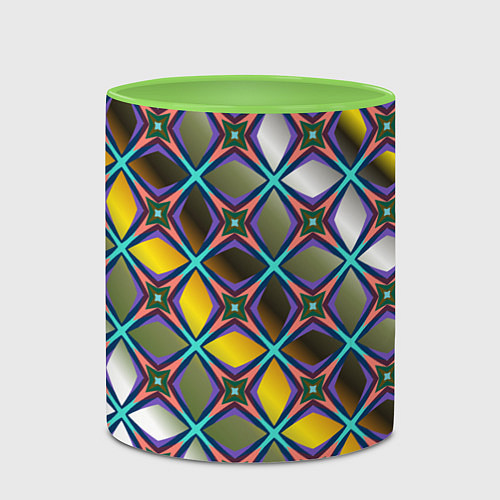 Кружка цветная Марокканская вязь / 3D-Белый + светло-зеленый – фото 2