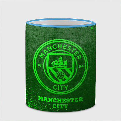 Кружка цветная Manchester City - green gradient / 3D-Небесно-голубой кант – фото 2