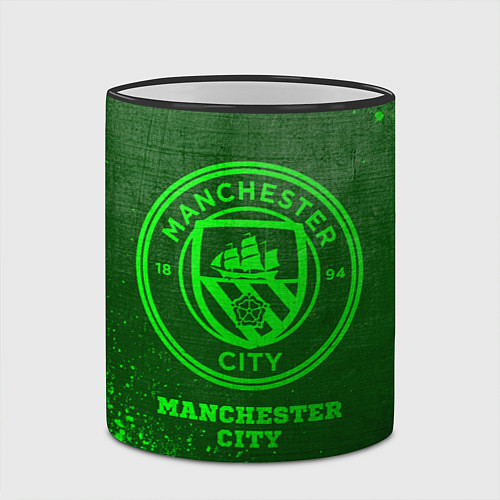 Кружка цветная Manchester City - green gradient / 3D-Черный кант – фото 2