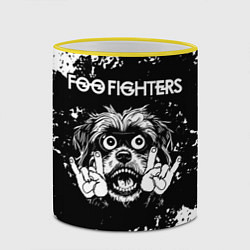 Кружка 3D Foo Fighters рок пес, цвет: 3D-желтый кант — фото 2