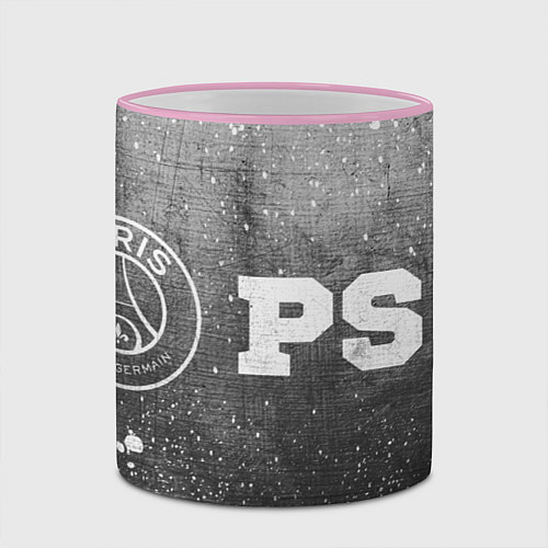 Кружка цветная PSG - grey gradient по-горизонтали / 3D-Розовый кант – фото 2