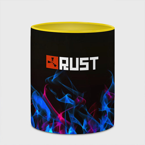 Кружка цветная Rust neon flame / 3D-Белый + желтый – фото 2