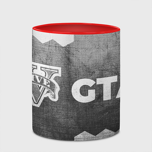 Кружка цветная GTA - grey gradient по-горизонтали / 3D-Белый + красный – фото 2