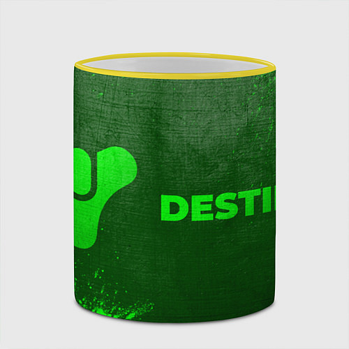 Кружка цветная Destiny - green gradient по-горизонтали / 3D-Желтый кант – фото 2