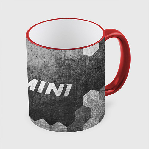 Кружка цветная Mini - grey gradient по-горизонтали / 3D-Красный кант – фото 1