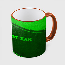 Кружка 3D West Ham - green gradient по-горизонтали, цвет: 3D-оранжевый кант