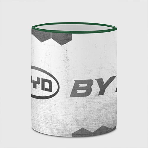 Кружка цветная BYD - white gradient по-горизонтали / 3D-Зеленый кант – фото 2