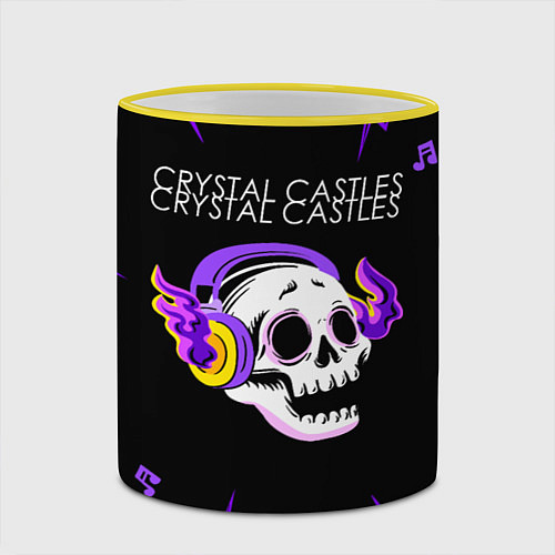 Кружка цветная Crystal Castles неоновый череп / 3D-Желтый кант – фото 2