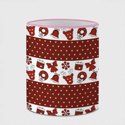 Кружка 3D Новогодний паттерн, цвет: 3D-розовый кант — фото 2
