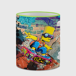 Кружка 3D Bart Simpson on a skateboard - graffiti, цвет: 3D-светло-зеленый кант — фото 2