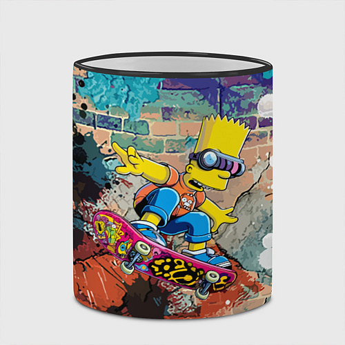 Кружка цветная Bart Simpson on a skateboard - graffiti / 3D-Черный кант – фото 2