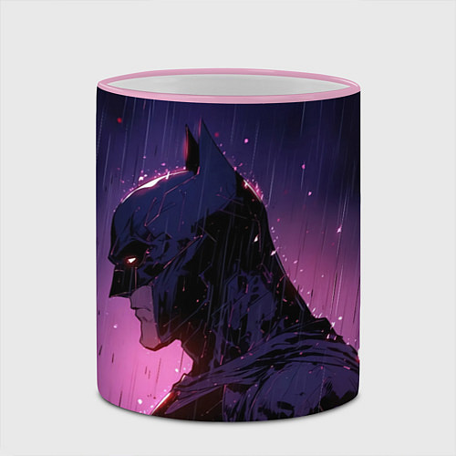 Кружка цветная Batman - Neon rain / 3D-Розовый кант – фото 2