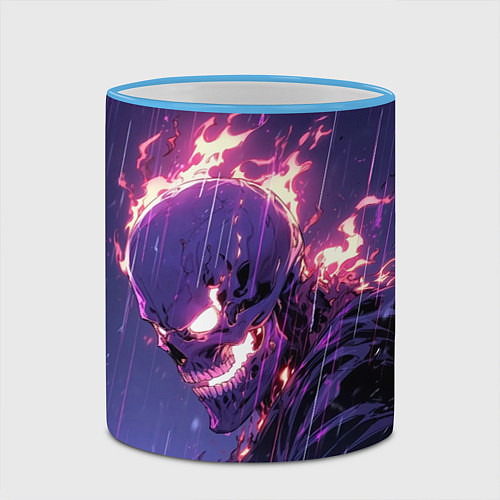Кружка цветная Ghost Rider - Neon rain / 3D-Небесно-голубой кант – фото 2