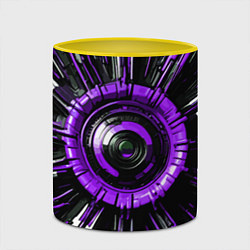 Кружка 3D Чёрно-фиолетовая сфера киберпанк, цвет: 3D-белый + желтый — фото 2