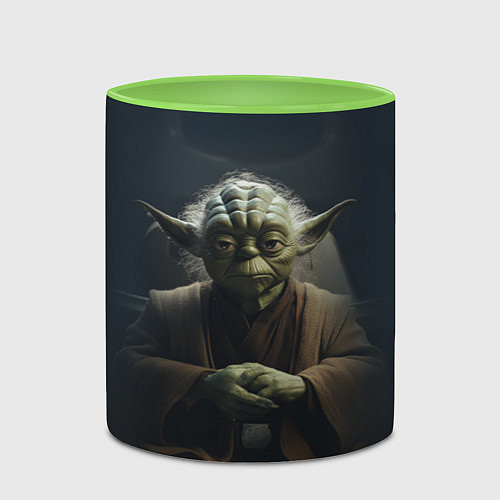 Кружка цветная Мастер Йода / 3D-Белый + светло-зеленый – фото 2
