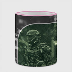 Кружка 3D Киборг в серо-зелёных тонах, цвет: 3D-розовый кант — фото 2