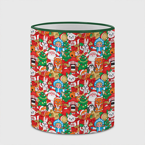 Кружка цветная Новогодние игрушки / 3D-Зеленый кант – фото 2