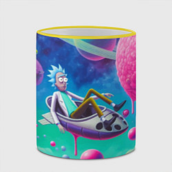 Кружка 3D Рик в космической лодке - сюрреализм, цвет: 3D-желтый кант — фото 2