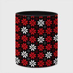 Кружка 3D Red and white stars on a black background, цвет: 3D-белый + черный — фото 2