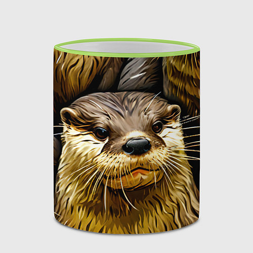 Кружка цветная Выдры / 3D-Светло-зеленый кант – фото 2
