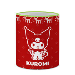 Кружка 3D Новогодний Kuromi с оленями, цвет: 3D-светло-зеленый кант — фото 2