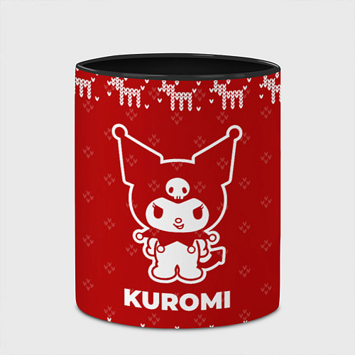 Кружка цветная Новогодний Kuromi с оленями / 3D-Белый + черный – фото 2