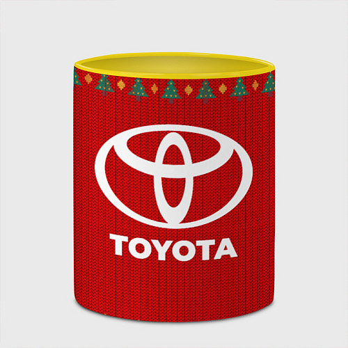 Кружка цветная Toyota new year / 3D-Белый + желтый – фото 2