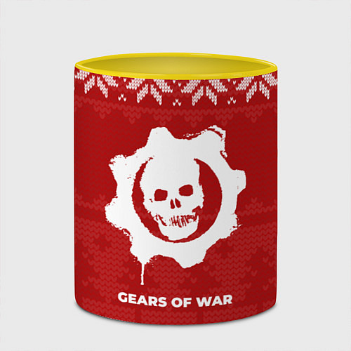 Кружка цветная Новогодний Gears of War / 3D-Белый + желтый – фото 2