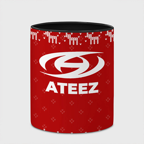 Кружка цветная Новогодний Ateez с оленями / 3D-Белый + черный – фото 2