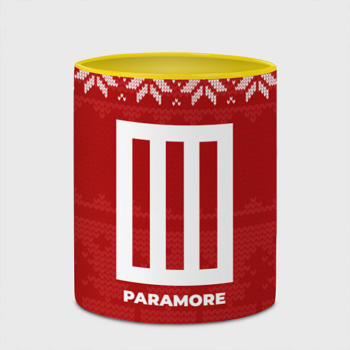 Кружка цветная Новогодний Paramore / 3D-Белый + желтый – фото 2