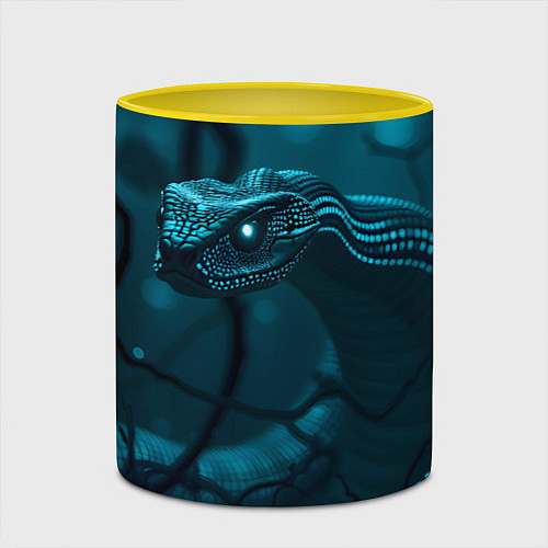 Кружка цветная Змея в темном лесу / 3D-Белый + желтый – фото 2