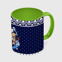 Кружка 3D Demon slayer sweater, цвет: 3D-белый + светло-зеленый