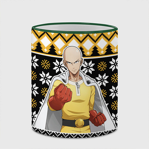 Кружка цветная One-Punch Man sweater / 3D-Зеленый кант – фото 2
