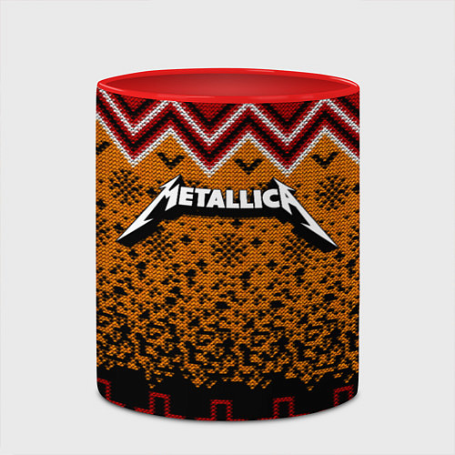 Кружка цветная Metallica christmas ugly sweater / 3D-Белый + красный – фото 2