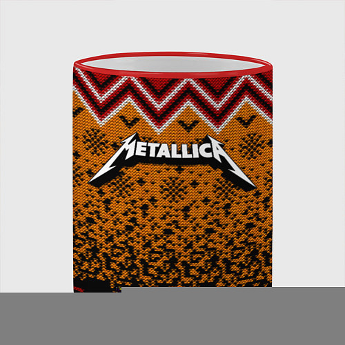 Кружка цветная Metallica christmas ugly sweater / 3D-Красный кант – фото 2