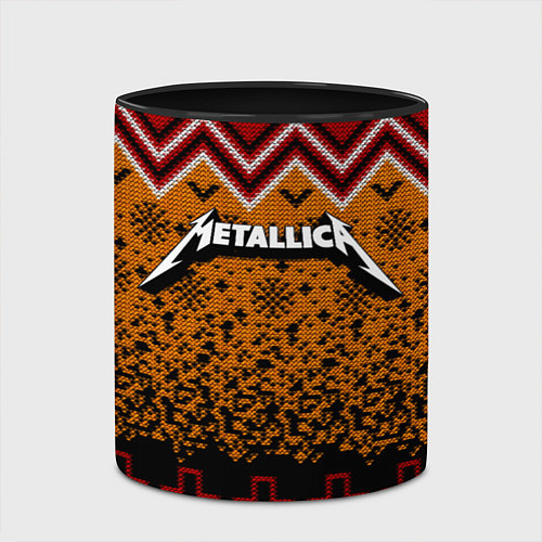 Кружка цветная Metallica christmas ugly sweater / 3D-Белый + черный – фото 2