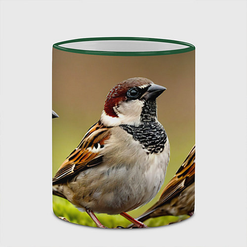 Кружка цветная Воробей / 3D-Зеленый кант – фото 2