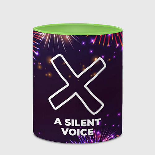 Кружка цветная Праздничный A Silent Voice / 3D-Белый + светло-зеленый – фото 2