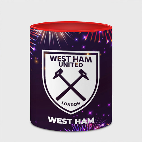 Кружка цветная Праздничный West Ham / 3D-Белый + красный – фото 2