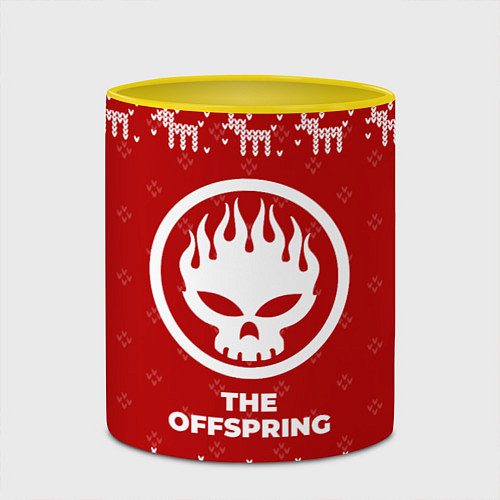 Кружка цветная Новогодний The Offspring с оленями / 3D-Белый + желтый – фото 2