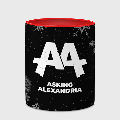 Кружка цветная Снежный Asking Alexandria / 3D-Белый + красный – фото 2