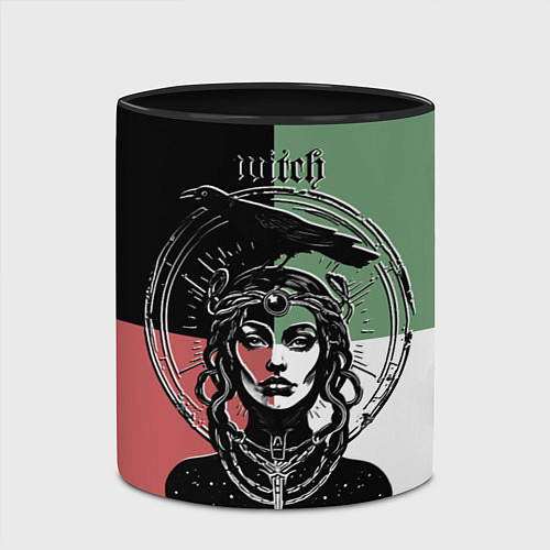Кружка цветная Ведьма не стареет с вороном и нимбом / 3D-Белый + черный – фото 2