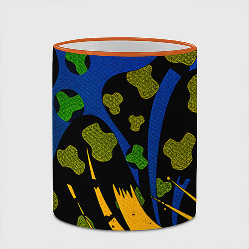 Кружка цветная Абстрактные пятна леопарда / 3D-Оранжевый кант – фото 2